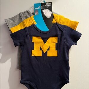 NWT Michigan Wolverines Baby Onesies 3 Pack • Infant Bodysuit Set • NCAA